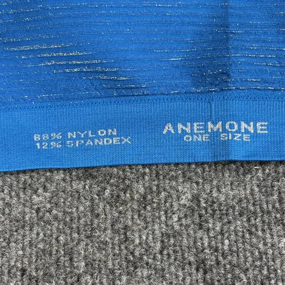 Anemone Bra Womens One Size Blue Glitter Seamless Stretch Wireless Bralette New